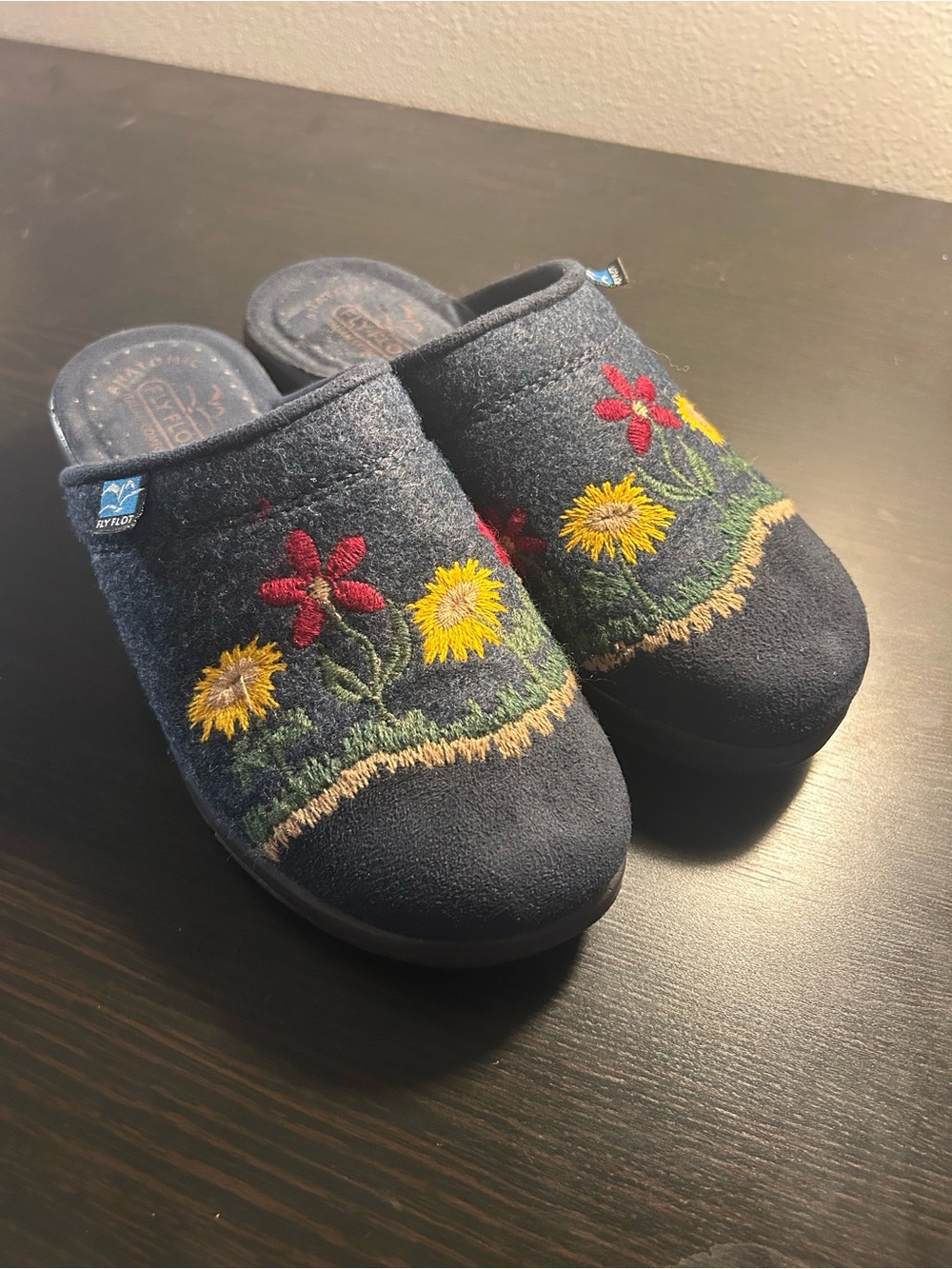 Flyflot Embroidered Mules-BOHO- Size 36/US 6